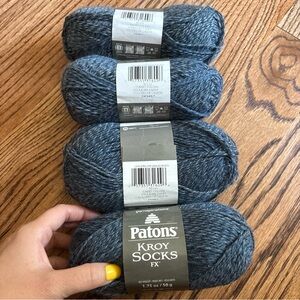 Patons Kroy Socks FX Yarn Lot of 4 Marl Cadet Colors Blue Color Changing NWT 1